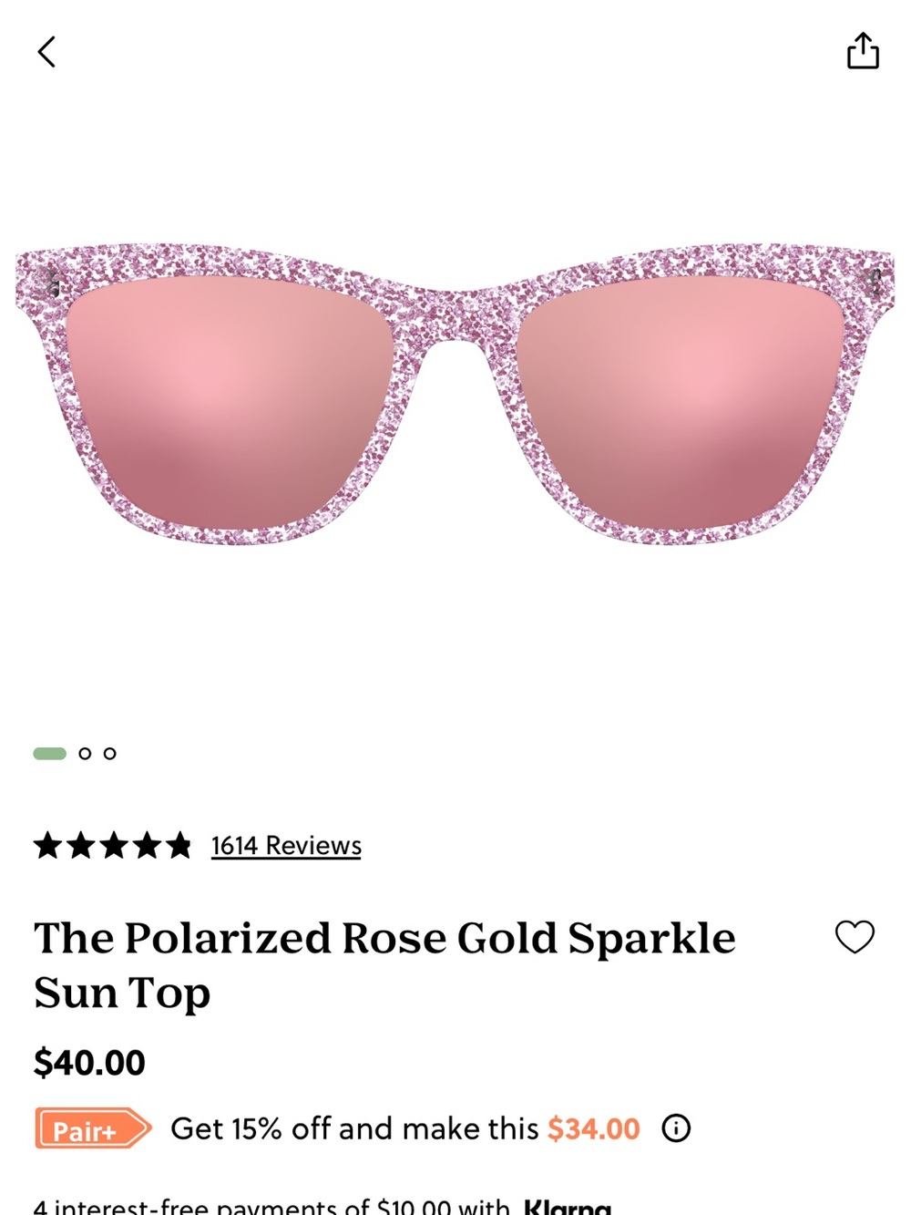 Harper Pink Sparkle Sun Toppers Pair Eyewear